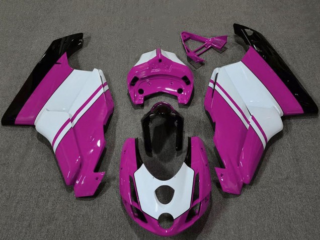 2003-2004 Ducati 749 999 Motorcycle Fairings - White Pink Glossy Black UK Manufacturers