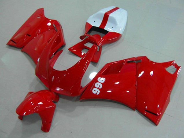 1993-2005 Ducati 996 Motorcycle Fairings - Glossy Red White UK Manufacturers