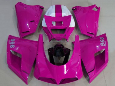 1993-2005 Ducati 996 Motorcycle Fairings - Glossy Pink White Black UK Manufacturers