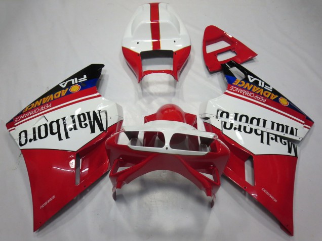 1993-2005 Ducati 748 916 996 998 Motorcycle Fairings - White Red Glossy Black Marlboro UK Manufacturers