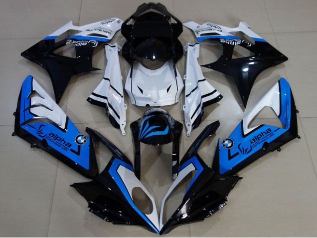 2009-2014 BMW S1000RR Motorcycle Fairings - White Blue Glossy Black Alpha UK Manufacturers