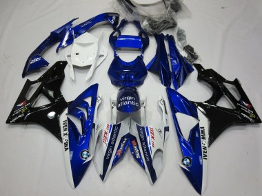 2009-2014 BMW S1000RR Motorcycle Fairings - White Blue Glossy Black Virgin Atlantic UK Manufacturers