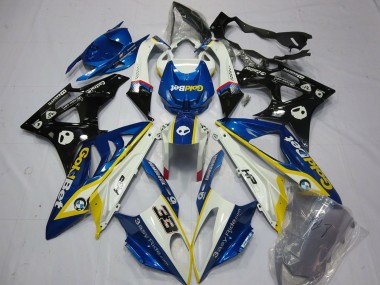 2009-2014 BMW S1000RR Motorcycle Fairings - White Yellow Blue Glossy Black GoldBet 33 UK Manufacturers