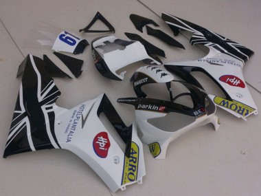 2006-2008 Triumph Daytona 675 Motorcycle Fairings - White Glossy Black with Flag UK Manufacturers