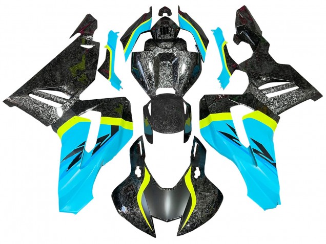 2020-2023 Honda CBR1000RR-R Motorcycle Fairings - Light Blue Yellow Black Forged Carbon Fiber UK Manufacturers