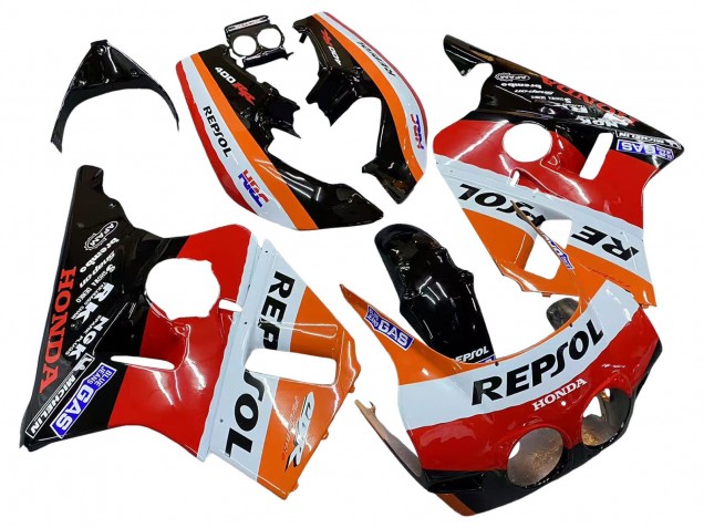 1987-1989 Honda CBR400RR NC23 Motorcycle Fairings - Orange White Red Glossy Black Repsol HRC UK Manufacturers