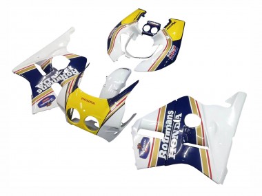 1987-1989 Honda CBR400RR NC23 Motorcycle Fairings - White Yellow Blue Rothmans UK Manufacturers