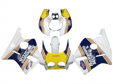 1987-1989 Honda CBR400RR NC23 Motorcycle Fairings - White Yellow Blue Rothmans UK Manufacturers