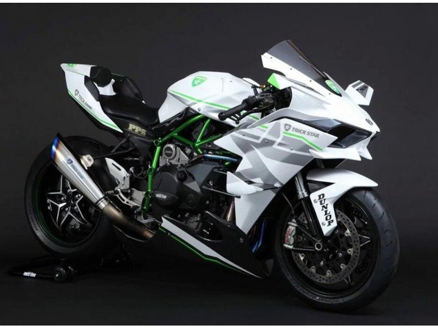 2015-2022 Kawasaki Ninja H2 Motorcycle Fairings - White Silver Green UK Manufacturers