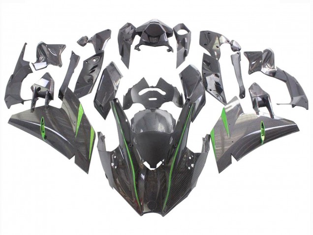 2015-2022 Kawasaki Ninja H2 Motorcycle Fairings - Black Carbon Fiber Green UK Manufacturers