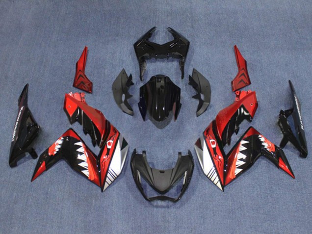 2015-2016 Kawasaki Z250/Z300 Motorcycle Fairings - Red White Glossy Black Shark UK Manufacturers