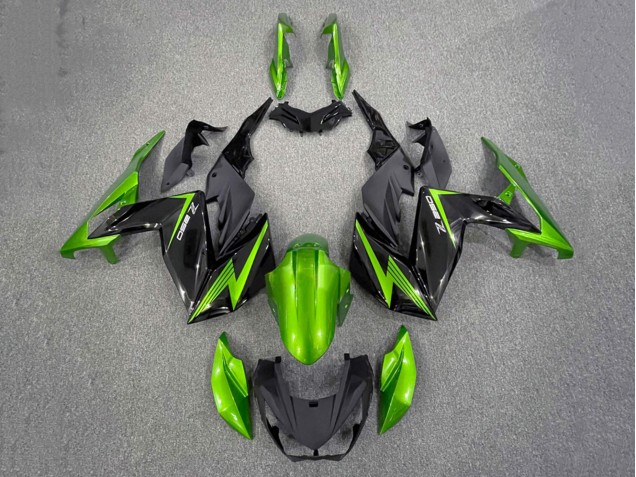 2015-2016 Kawasaki Z250/Z300 Motorcycle Fairings - Green Glossy Black UK Manufacturers