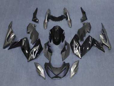 2015-2016 Kawasaki Z250/Z300 Motorcycle Fairings - Glossy Black Silver UK Manufacturers