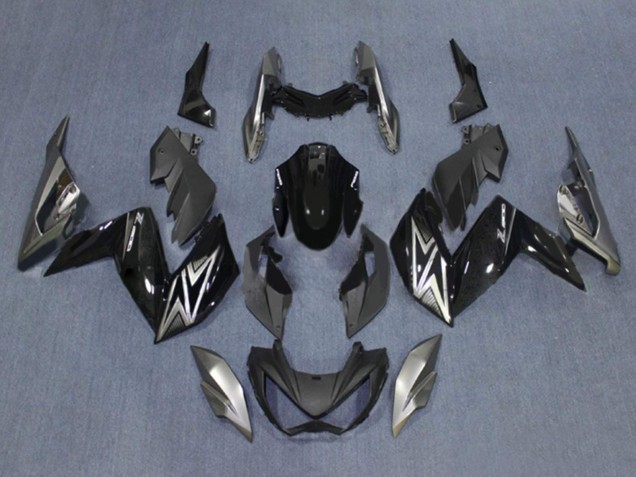 2015-2016 Kawasaki Z250/Z300 Motorcycle Fairings - Glossy Black Silver UK Manufacturers