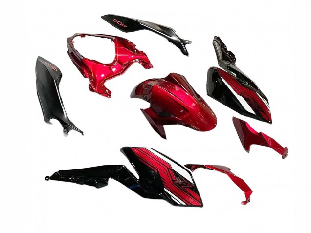 2018-2024 Kawasaki Z400 Motorcycle Fairings - Candy Red Glossy Black UK Manufacturers