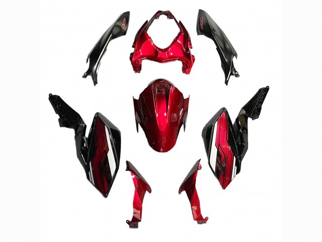 2018-2024 Kawasaki Z400 Motorcycle Fairings - Candy Red Glossy Black UK Manufacturers