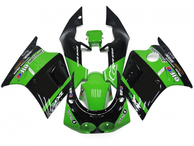 1989-1990 Kawasaki ZXR250 Motorcycle Fairings - Green Glossy Black Elf Touch4 Bridgestone UK Manufacturers