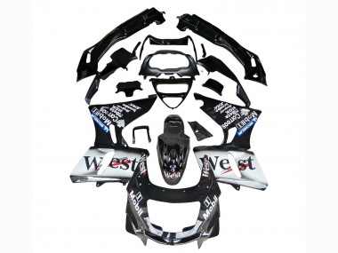 1993-2007 Kawasaki ZZR400 Motorcycle Fairings - Glossy Black White West UK Manufacturers