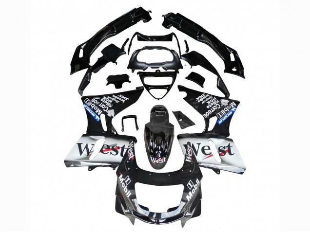 1993-2007 Kawasaki ZZR400 Motorcycle Fairings - Glossy Black White West UK Manufacturers