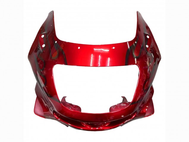 1998-2003 Kawasaki ZZR600 Motorcycle Fairings - Red with Black Flame UK Manufacturers
