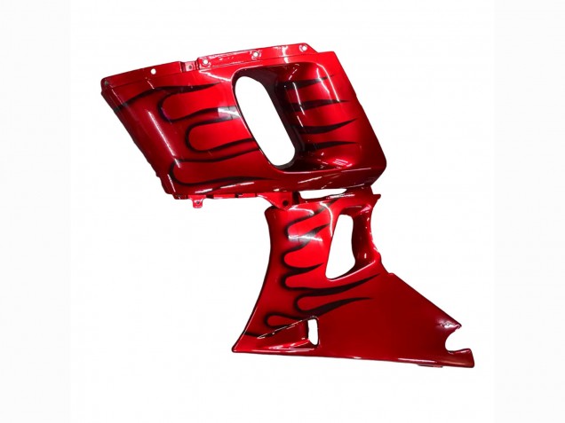 1998-2003 Kawasaki ZZR600 Motorcycle Fairings - Red with Black Flame UK Manufacturers