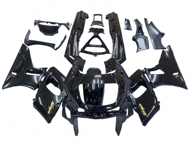 1998-2003 Kawasaki ZZR600 Motorcycle Fairings - Glossy Black Gold Ninja UK Manufacturers