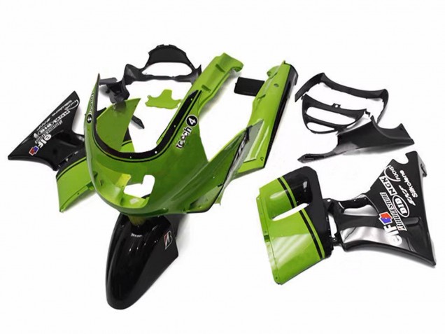 1998-2003 Kawasaki ZZR600 Motorcycle Fairings - Green Glossy Black Elf Touch4 Bridgestone UK Manufacturers