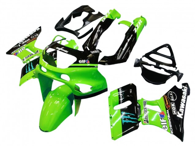 1993-2007 Kawasaki ZZR400 Motorcycle Fairings - Green Glossy Black Blue Monster Elf Touch4 Bridgestone UK Manufacturers