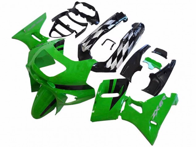 1993-2007 Kawasaki ZZR400 Motorcycle Fairings - Green Glossy Black UK Manufacturers