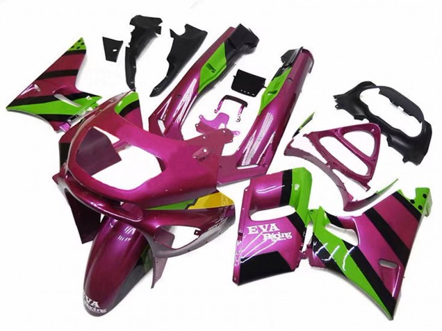 1993-2007 Kawasaki ZZR400 Motorcycle Fairings - Deep Pink Green EVA Racing UK Manufacturers