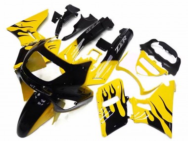 1998-2003 Kawasaki ZZR600 Motorcycle Fairings - Yellow Black Flame UK Manufacturers