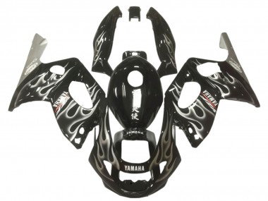 1996-2007 Yamaha YZF600R Thundercat Motorcycle Fairings - Glossy Black Silver Flame UK Manufacturers