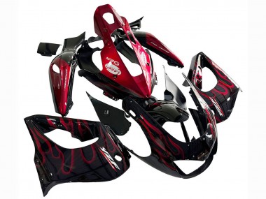 1997-2007 Yamaha YZF 1000R Thunderace Motorcycle Fairing Kits - Black with Red Flame UK Manufacturers