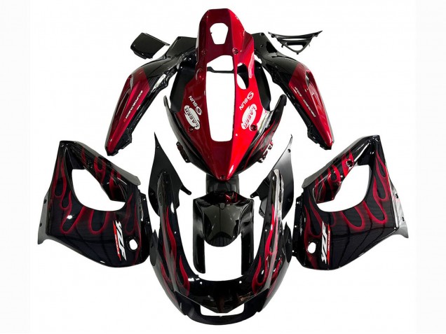 1997-2007 Yamaha YZF 1000R Thunderace Motorcycle Fairing Kits - Black with Red Flame UK Manufacturers