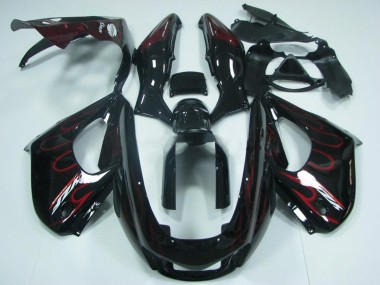 1997-2007 Yamaha YZF 1000R Thunderace Motorcycle Fairing - Black with Red Flame UK Manufacturers