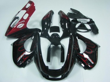 1997-2007 Yamaha YZF 1000R Thunderace Motorcycle Fairings - Black with Red Flame UK Manufacturers