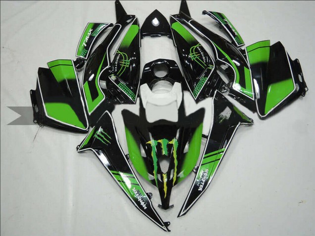 2012-2014 Yamaha TMAX530 Motorcycle Fairings - Glossy Black Green Monster UK Manufacturers