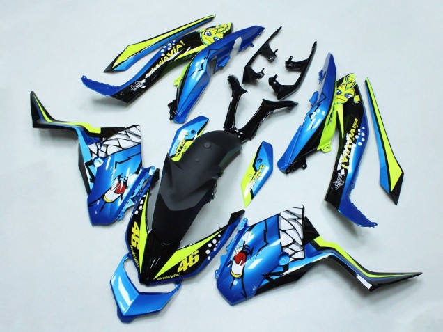 2017-2021 Yamaha XMAX300 Motorcycle Fairings - Blue Yellow Black Shark 46 UK Manufacturers