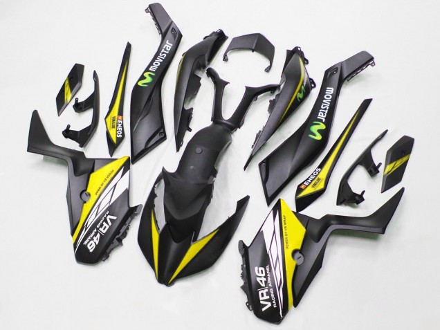 2017-2021 Yamaha XMAX300 Motorcycle Fairings - Matte Black Yellow MoviStar ENEOS 46 UK Manufacturers