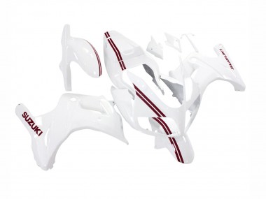 2003-2013 Suzuki SV650 Motorcycle Fairings - White with Dark Red Lines UK Manufacturers