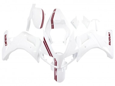 2003-2013 Suzuki SV650 Motorcycle Fairings - White with Dark Red Lines UK Manufacturers