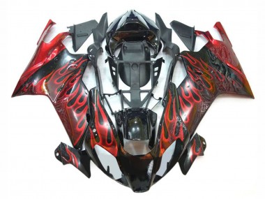 2003-2006 Aprilia RSV1000 Motorcycle Fairings - Glossy Black Red Flame UK Manufacturers