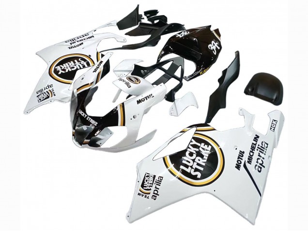 2003-2006 Aprilia RSV1000 Motorcycle Fairings - White Black Lucky Strike Motul Michelin UK Manufacturers