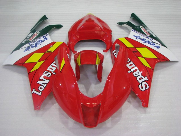 2003-2006 Aprilia RSV1000 Motorcycle Fairings - Red Yellow White Spains No1 Valsir Castrol UK Manufacturers