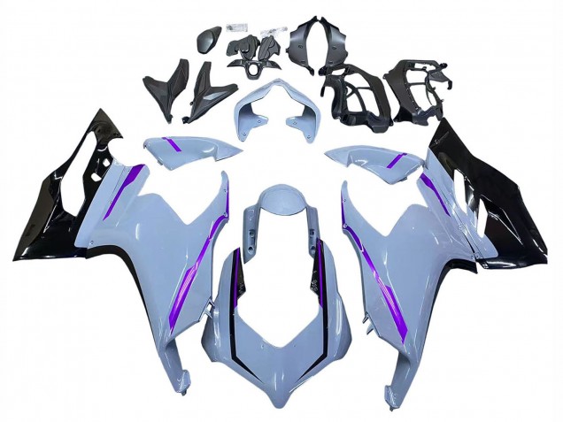 2020-2024 Ducati Panigale V2 Motorcycle Fairings - Glossy Grey Purple Glossy Black UK Manufacturers