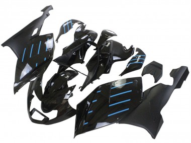 2005-2010 BMW K1200S Motorcycle Fairings - Glossy Black Matte Black Blue Lines UK Manufacturers