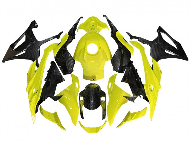2023-2024 BMW S1000RR Motorcycle Fairings - Yellow Black Carbon Fiber UK Manufacturers