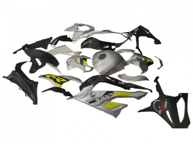 2023-2024 BMW S1000RR Motorcycle Fairings - Silver Yellow Carbon Fiber UK Manufacturers