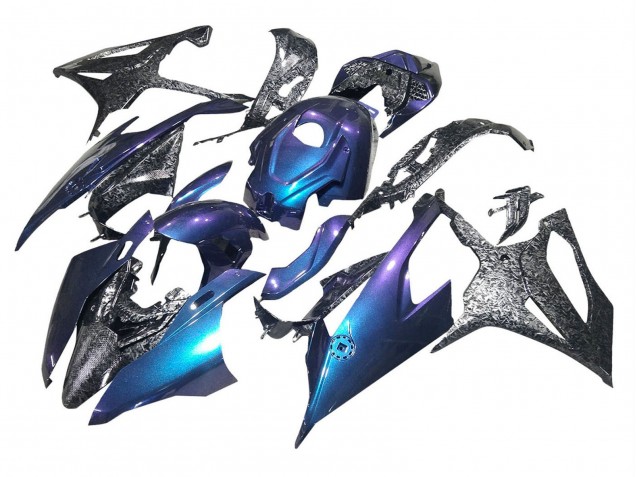 2019-2022 BMW S1000RR Motorcycle Fairings - Gradient Blue Purple Forged Carbon Fiber UK Manufacturers