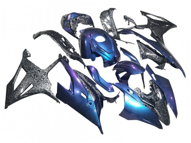 2019-2022 BMW S1000RR Motorcycle Fairings - Gradient Blue Purple Forged Carbon Fiber UK Manufacturers